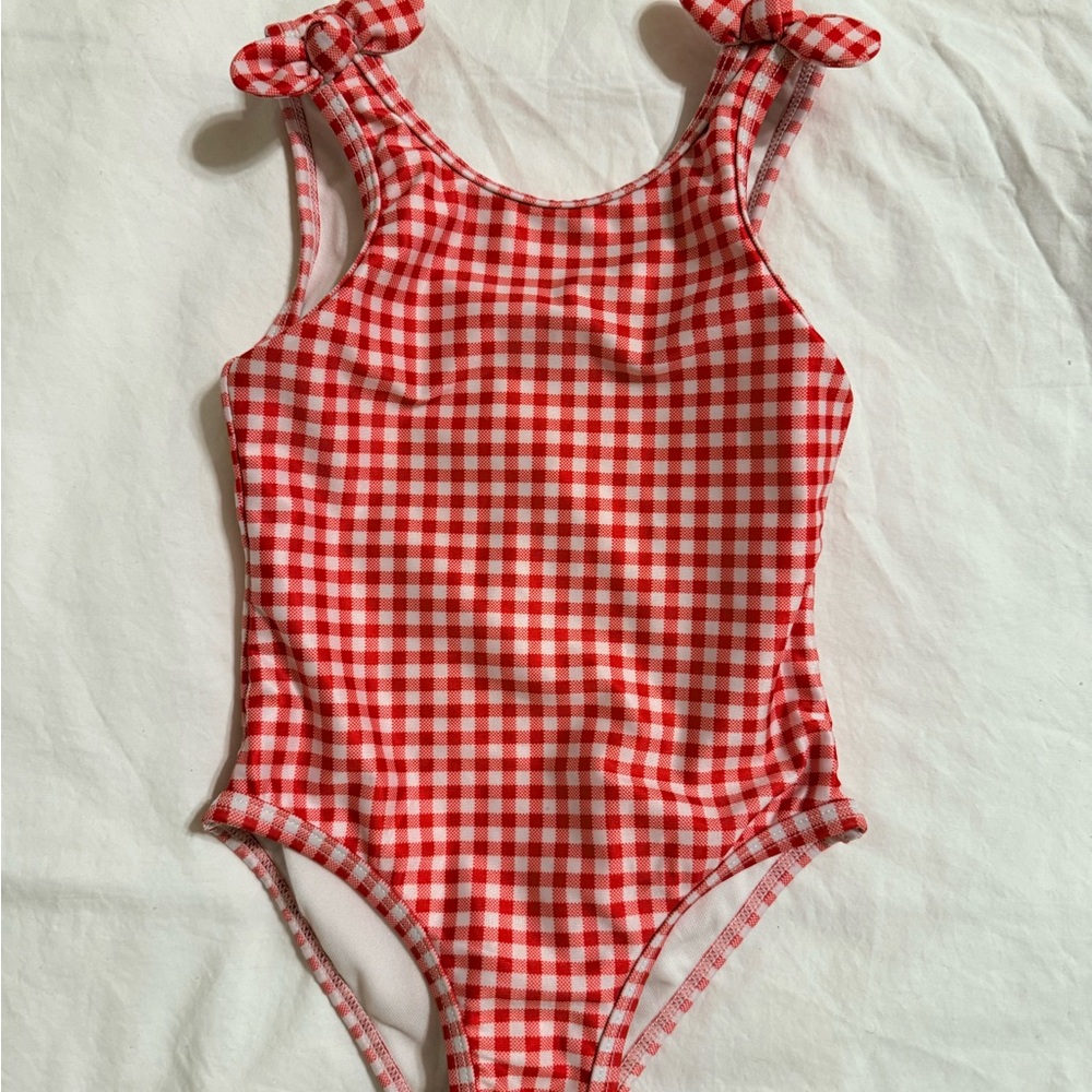 Cat & Jack Red Gingham Kids Swim One Piece
